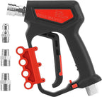 RIDGE WASHER Pressure Washer Gun 5000 PSI with Nozzle Bracket, 12 GPM, Power Washer Trigger Gun with 1/4" Quick Connector, 360° Swivel 3/8'' NPT Thread, M22-14 mm and M22-15 mm Fitting