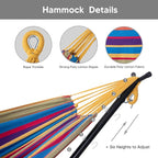 SUNCREAT 2-in-1 Convertible Backyard Fabric Hammock with Stand, Large Hammocks for Outside, Patent Pending, Purple Stripe
