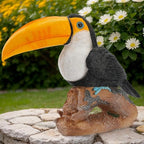 Real Toucan Statue, Vibrant Colorful Outdoor Bird Decor - 14.2" Resin Animal Sculpture,Waterproof & Weather-Resistant, Perfect Garden Patio Yard Ornament, Tropical Tiki Bar Accent,Gift for Bird Lovers