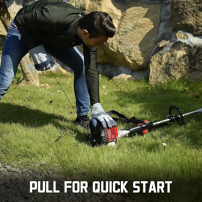 PowerSmart Gas Weed Wacker 25.4cc, 2-in-1 String Trimmer/Edger 16-Inch with 10-Inch Brush Cutter for Garden Edging & Lawn Care