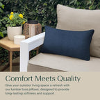 Honeycomb Outdoor Lumbar Pillow 2-Pack, 22 x 12, Hampton Texture Navy Throw Pillows for Patio Furniture