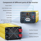 XWJNE 4000W Pure Sine Wave Power Inverter 12V DC to 120V AC Converter with LED Display and Remote Controller for Home, RV, Truck, Off-Grid Solar Power