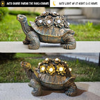 Outdoor Solar Turtle Decor - Resin Succulent Planter with Waterproof LED Shell, Unique Garden Gift for Plant Lovers for Patio, Balcony, Yard Ornament