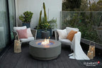 Elementi+ | Colosseo Gas Fire Pit Cast Concrete 40" Dia. Round Fire Table, Outdoor Fire Pit Electronic Ignition | Canvas Cover, Fire Glass and Burner Lid Included | Light Gray | Natural Gas