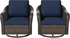 Vista Vibe Outdoor Patio 360 Degree Swivel Glider Rocker Chairs Set of 2, Washable Cushions, All-Weather & Steel Frame & Deep Seat Chairs, Balcony, Yard (Navy)