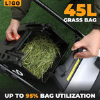 LIGO 40V Cordless Lawn Mower w/11Gal Bag & 2X4.0Ah Battery | 15" Brushless Motor, 6-Position Height (0.98"-2.95") | Walk-Behind Grass Catcher w/Patented Comb | 20V/40V Tool Compatible