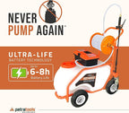 PetraTools 14 Gallon Push Cart Battery Powered Sprayer - Weed Sprayer for Lawn & Garden with 7 Nozzles, 90 PSI Electric Pump, Off Road Wheels, Battery Operated (HD14000 Prime - Large Cart)