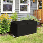 DRATO 320 Gallon Deck Box, Outdoor Large Waterproof Resin Storage Box with Lockable Lid for Patio Cushions, Gardening Tools, Black