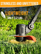 Electric Weed Wacker Cordless, 21V Weed Eater Battery Powered with 2 Batteries and Charger, 3 in 1 Electric Grass Trimmer Cordless Edger Brush Cutter with Saw & Metal Blade for Lawn Garden Yard