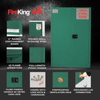 FireKing Green Flammable Safety Cabinet, Pesticides Flammable Storage Cabinet, 45 Gallon Steel Safety Cabinets with Manual Door for Commercial, Industrial & Home Use, 43" x 18" x 65"