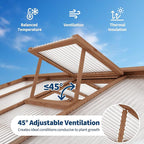 6x10FT Wooden Greenhouse with Cedar Frame, Outdoor Wood Greenhouses with Roof Vent, Wood and Polycarbonate Walk-in Greenhouse