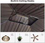 PURPLE LEAF 10’ X 14’ Outdoor Hardtop Gazebo Metal Frame Galvanized Steel Double Roof with Curtains and Nettings for Patio Desk Backyard Bronze