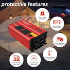 Car Power Inverters 1200W Inverter - 12v DC to 110v AC Converter with AC Outlets USB Type-c Port,Car Power Converter for Truck/Home/Vehicles/Laptop Trip