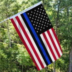 Embroidered Blue Line American Flag for Outside 3x5 Polyester Fiber American Flag Blue Line Bright Color with Durable Canvas Header and 2 Non Fading Brass Grommets
