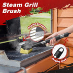 Grill Brush for Outdoor Grill - Bristle Free Grill Cleaner Brush, BBQ Brush with Durable Scraper for Cast Iron or Stainless-Steel Grates, 2 Replaceable Heat-Resistant Heads (Grill Brush Yellow)