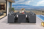 PURPLE LEAF 7 Pieces Patio Dining Set All-Weather Modern Outdoor Furniture Set Aluminum Dining Table and Chairs with Olefin Cushions Pillows for Garden Backyard Kitchen Grey
