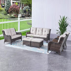 HUMMUH Outdoor Loveseat Sofa 2-Seat PE Rattan Patio Love Seat with Cushions,Deep Seat High Curved Back Armset Sectional Couch for Patio,Garden,Yard,Porch
