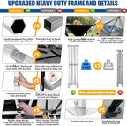 HOTEEL 10x20 Pop up Canopy Tent for Parties, Heavy Duty Easy Setup Tent Without Sidewalls, Outdoor Commercial Instant Gazebo for Wedding Event, with Roller Bag & Sand Bags, Black(Hexagonal Frame)