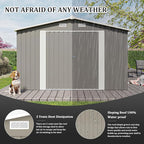 10x14 FT Outdoor Metal Storage Shed with Lockable Door, Steel Garden Utility Shed with Vents, Backyard Patio Tool Shed for Lawn Equipment, Bike, Firewood and Mower Storage, Light Gray
