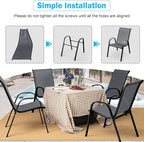 Tangkula Patio Dining Chairs Set of 4, Outdoor Stackable All Weather Heavy Duty Dining Chairs Set with Armrests, Support 330 LBS, for Poolside, Backyard, Garden, Deck, Front Porch (Grey)