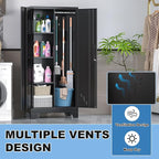 61" Outdoor Storage Cabinet, Heavy-Duty Metal Lockable Storage Shed with Ventilated Doors & Pegboard Hooks, Tool Cabinet for Garage, Garden & Patio, Easy Assembly