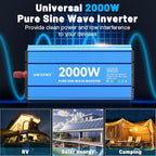 2000 Watt Pure Sine Wave Power Inverter, 24V dc to 110 Vdc to 120 Vdc, for Home, RV and Off-Grid Solar Systems, with 2 AC Outlets and USB Port, LCD Display, with Remote Control