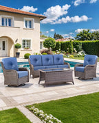 Luxury 22x24/22x25 6-Inch Outdoor Cushions - Water Repellent 1 Set Deat Seat Patio Furniture Cushion for Wicker Dining Rocking Swivel Chairs Loveseat Couch Sectional Sofa - Navy Blue