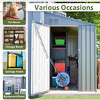 4x7 Ft Outdoor Storage Shed - Heavy Duty Metal Garden Shed, Galvanized Steel with Weather Protection, Lockable Tool & Bike Storage, Space-Saving Lean-to Design for Backyard (Olive Gray)