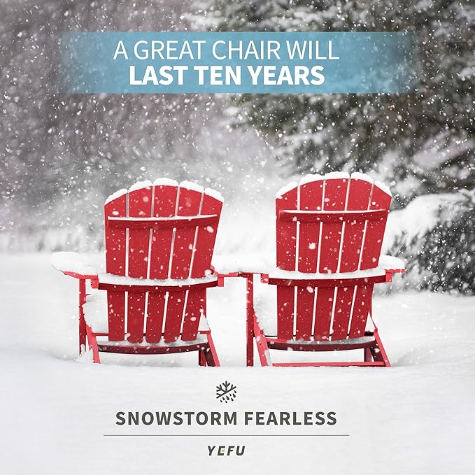 YEFU Adirondack Chairs Set of 2: Plastic Adirondack Chairs - Patio Chairs with Wood Texture - Outdoor Chair HIPS - Lawn Fire Pit Deck Porch Garden Chairs for Adults (Red)