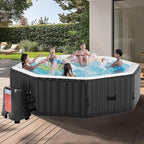 LILYPELLE Inflatable Hot Tub 4-6 Person, Octagonal Portable Hot Tub with 130 Bubble Jets, Large Outdoor Spa Bathtub Set Included Heater Pump, Filter and Insulated Cover, 77" X 77" X 25"
