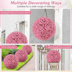 Goplus 17.5 Inch Topiary Balls Artificial Outdoor Set of 2, Faux Pink Eucalyptus Decorative Balls, Fake Plant Sphere, Round Artificial Plant Balls for Front Door, Porch, Backyard, Home Décor