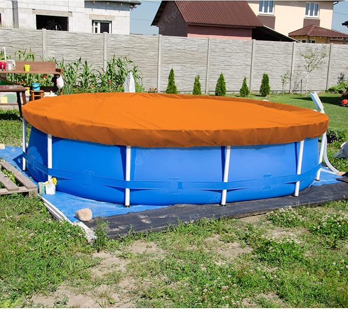 ECOOPTS 13 ft Round Pool Cover for Above Ground Pools, Swimming Pool Cover Protector Winter Safety Cover (Orange)