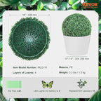 VEVOR 2 Pcs 16” Artificial Plant Topiary Ball, 4 Layers Faux Boxwood Balls, All-Year Green Faux Plant Decorative Balls for Backyard, Balcony,Garden, Wedding and Home Décor