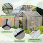 6X12 FT Greenhouses for Outdoors, Heavy Duty Polycarbonate Greenhouse, Large Walk-in Greenhouse with Roof Vent, Aluminum Hot House for Garden,Backyard