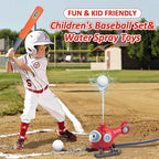 Outdoor Water Sprinklers with 4 T Ball Set for Toddlers Kids Ages 4-8,Summer Outside Sprinklers Play Equipment Baseball Game Lawn Yard Tee Ball Game for Boys Girls,Hose Connector Included