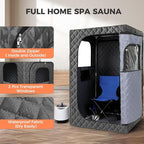Upgraded Version Portable Sauna for Home Full Body Personal Sauna Steam Sauna Tent at Home Spa with 2.6L 1000W Steam Generator, 90 Minute Timer, Foldable Chair, Remote Control, Sauna Box(Grey)
