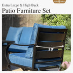Sophia & William 2 Pieces Patio Furniture Sets Metal Sofa Chairs Patio Cushion Armchairs Swivel Sofa Chairs with Removable Cover for Garden Backyard Poolside Peacock Blue