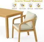 5-Piece Outdoor Dining Set for 4 with 23" Extra Wide Chair and Cushion，Patio Table and Chairs Set with All Acacia Wood Frame, All-Weather Outdoor Patio Furniture Set for Garden Lawn, Beige