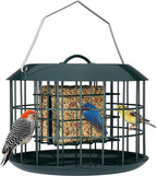 Kingsyard Squirrel Proof Suet Feeder, Cage Bird Feeders for Outdoors Hanging, All Metal, Double Suet Cake Capacity, Tray & Weatherproof, Green