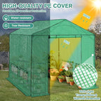 COOS BAY 8x8 FT Portable Walk-in Greenhouse, Pop up Outdoor Green House with Power Access Openings, Zippered Doors & Windows, Durable PE Cover, Green