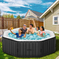 4-6 Person Inflatable Hot Tub, Polygon Portable Blow Up Hot Tub, Leak-Proof PVC Outdoor Spa with 130 Strong Air Jets, Heater Pump and Insulated Cover, 77” X 77”X 25”