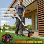 Electric Weed Wacker Eater Cordless String Trimmer Battery Powered, 21V/4000mAh Grass Trimmer Battery Operated Brush Cutter, 3 in 1 Lightweight Weed Trimmer/Lawn Edger/Trimmer Edger for Yard Garden