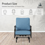 HERA'S HOUSE Outdoor Chairs Set of 2, 2 x Patio Chair with Navy Blue Cushions, All Weather Outdoor Furniture for Lawn Garden Backyard Deck(Rocking Chairs)