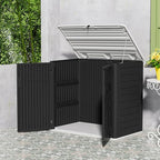 Resin Outdoor Storage Shed, 38 cu.ft Outdoor Storage Box Waterproof for Garden Tools, Patio Furniture, Trash Cans, Garage Storage, Lockable (Black)