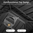 Aoxun 10'x14' Hardtop Gazebo, Aluminum Frame Canopy with Double Galvanized Steel Roof, Outdoor Metal Pavilion with Netting, Curtains for Backyard, Patio and Deck, with Ground Nails