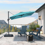 PURPLE LEAF 8' X 8' Left-right Tilting Patio Umbrella Outdoor Cantilever Swivel Square Umbrella Aluminum Offset Umbrella with 360-degree Rotation for Garden Deck Pool Patio Turquoise Blue