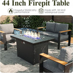 LayinSun 7 Piece Aluminum Outdoor Furniture Set with Fire Pit Table, Outside Patio Deep Seating Conversation Set with Upgraded Washable Thick Cushion