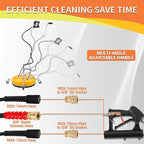 Tool Daily 20" Pressure Washer Surface Cleaner Dual Handle,Power Washer Surface Cleaner Attachment with 4 Wheels, Pressure Washer Accessory for Driveway Sidewalk Curb Deck Patio Cleaning, 4500PSI