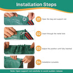 2 Pack 53 Gallon Reusable Yard Waste Bags, Dustpan-Type Lawn Bags, Collapsible Heavy Duty Leaf Bags, Standable Garden Waste Bags for Collecting Leaves, Lawn Grass, Clippings and Branches