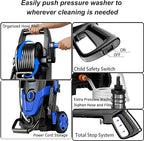 LANCHEZ Pressure Washer 4800PSI with 4 Quick Connect Nozzles, Inlet Hose & Filter&500ML Foam Cannon, Power Washer for Cars/Fences/Driveways/Patios/Home Cleaning (Blue)